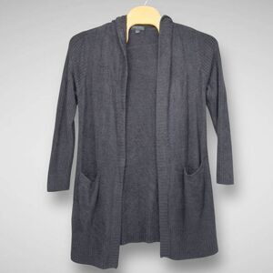 BAREFOOT DREAMS Cardigan Womens Large Black CozyChic Lite‎ Hooded Duster Open